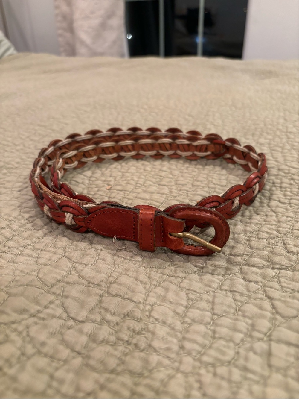 Woven Italian Full Grain Leather Belt S